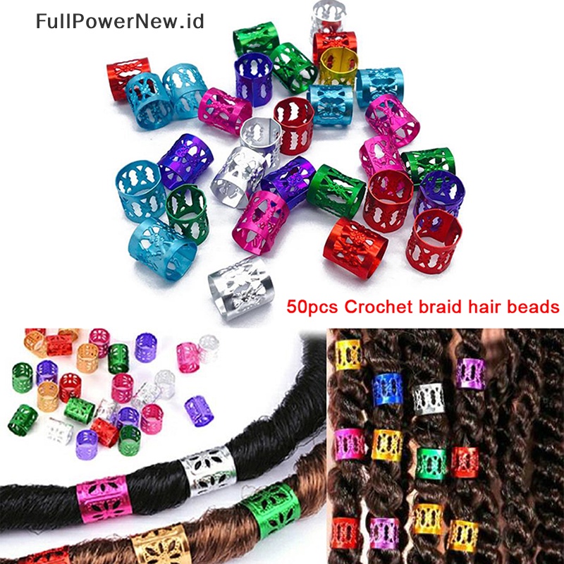 Power Lot 50pcs 8mm Manset Rambut Mengepang Klip Lock Dreadlock Manik Hair Extension Dekorasi ID