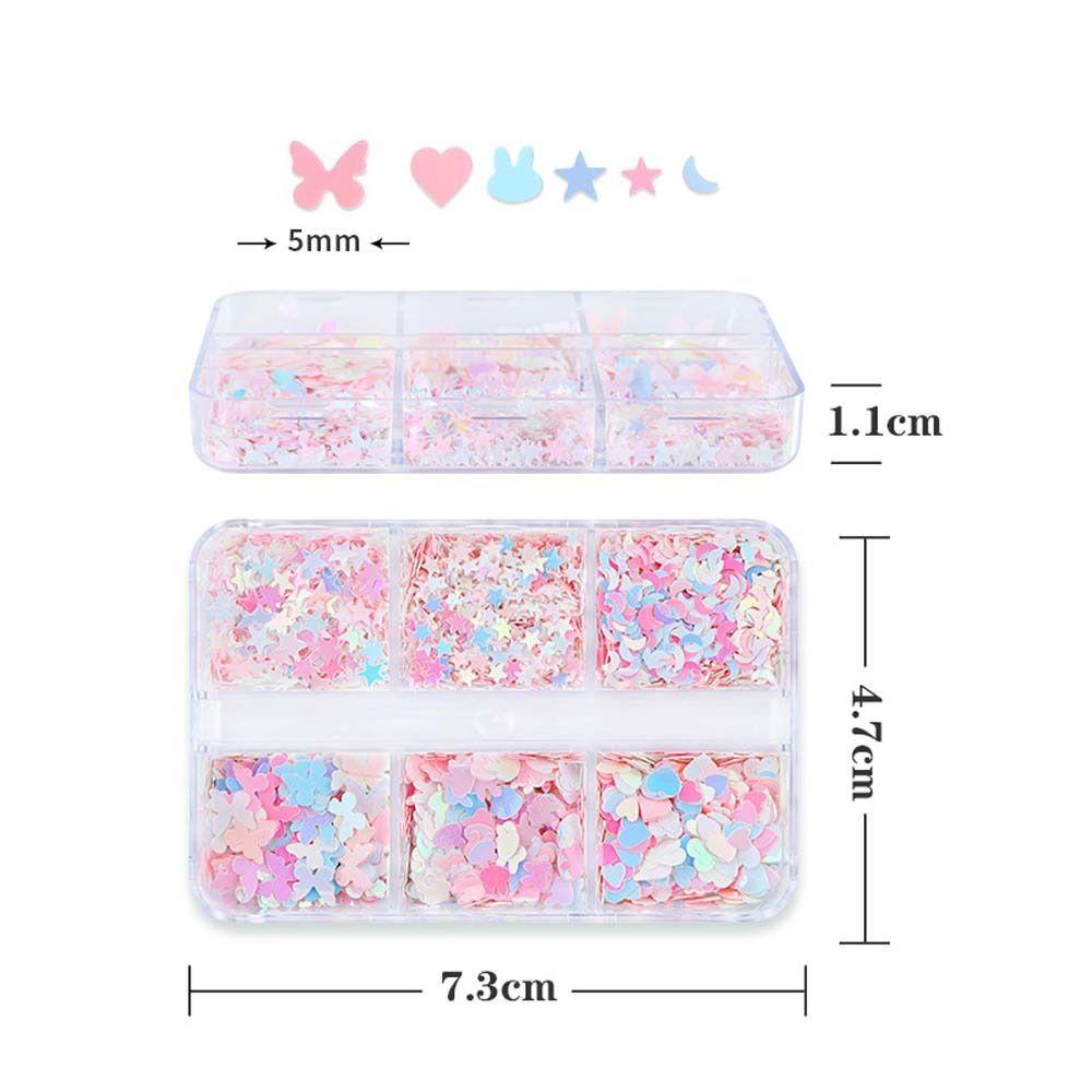 Nickolas1 Paku Payet 6kisi Jepang Nail Art Kupu-Kupu Bintang Bulu Mata Palsu Dekorasi Manicure Accessories Rabbit Nail Decorations