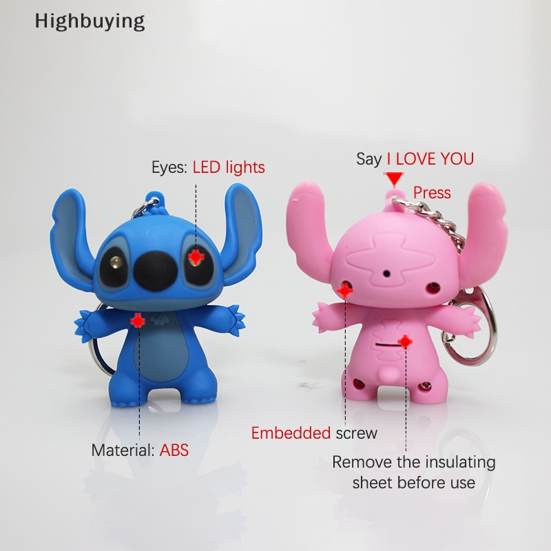 Hbid Disney Stitch LED Gantungan Kunci Anime Kartun Angka Bercahaya Lampu Malam Stitch Malaikat Novelty Liontin Ornamen Mainan Anak Hadiah Glory