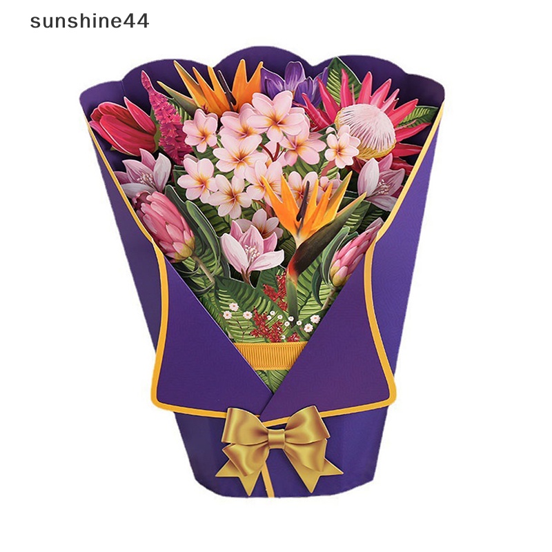 Sunshine 3D Fall Floral Bouquet Card Kertas Ukir Bunga Greeg Cards Hadiah ID