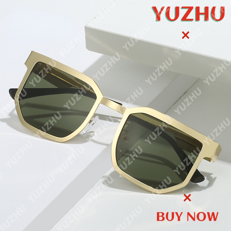 (YUZHU) Kacamata Hitam Poligonal Metal Steel Untuk Wanita Mode Barat Gaya Punk Sunglasses Warna-Warni