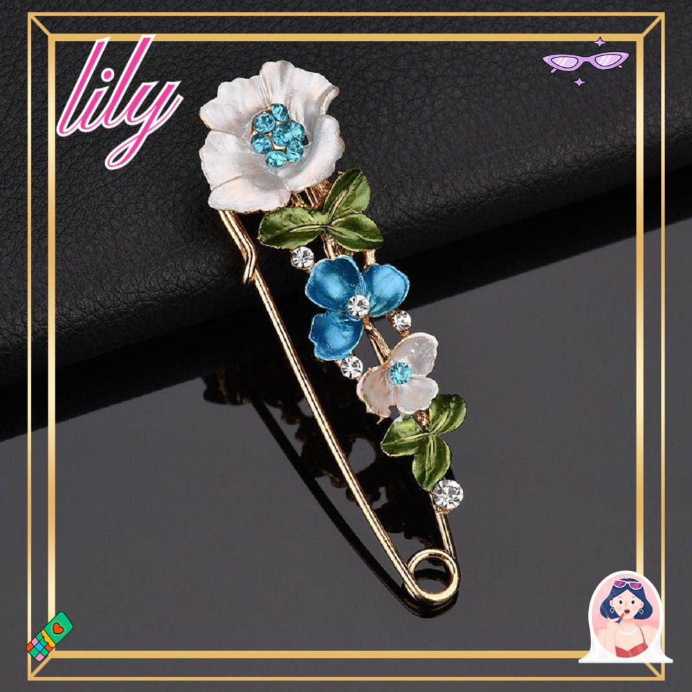 Lily 1pc Berlian Imitasi Bunga Bros Fashion Kreatif Perhiasan Vintage Elegan Gaun Kemeja Aksesoris