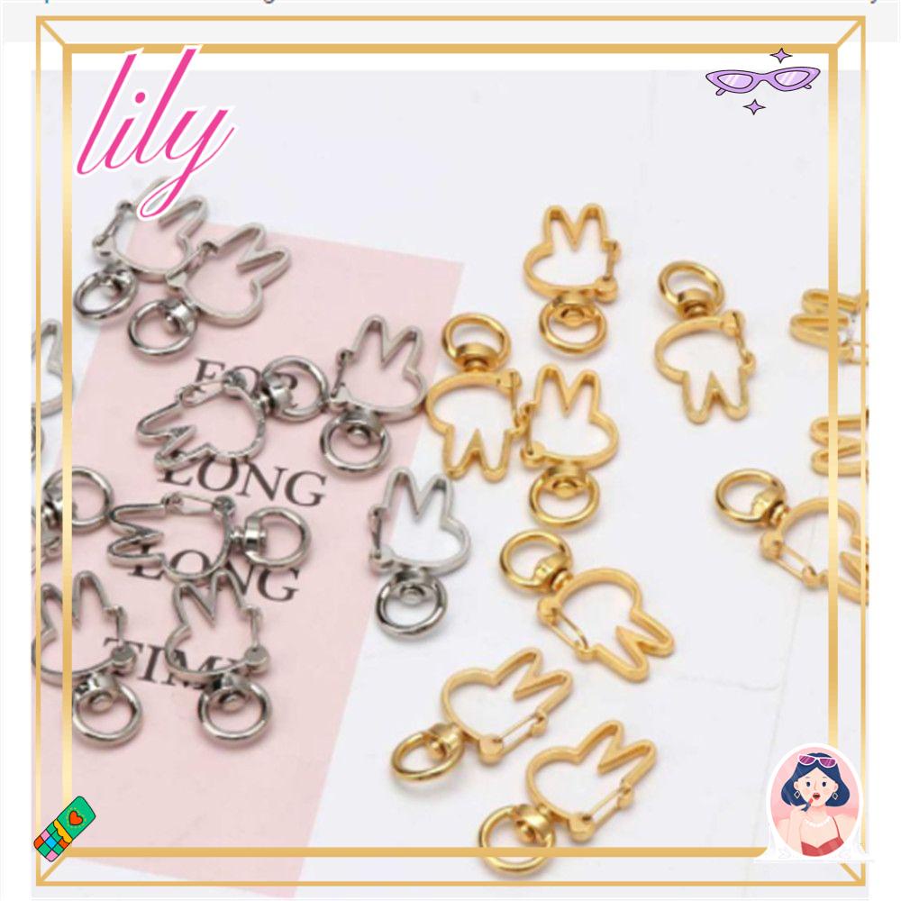 Lily 50Pcs Kerajinan Lobster Clasp Bentuk Kelinci Untuk Gantungan Kunci Temuan Perhiasan Kait