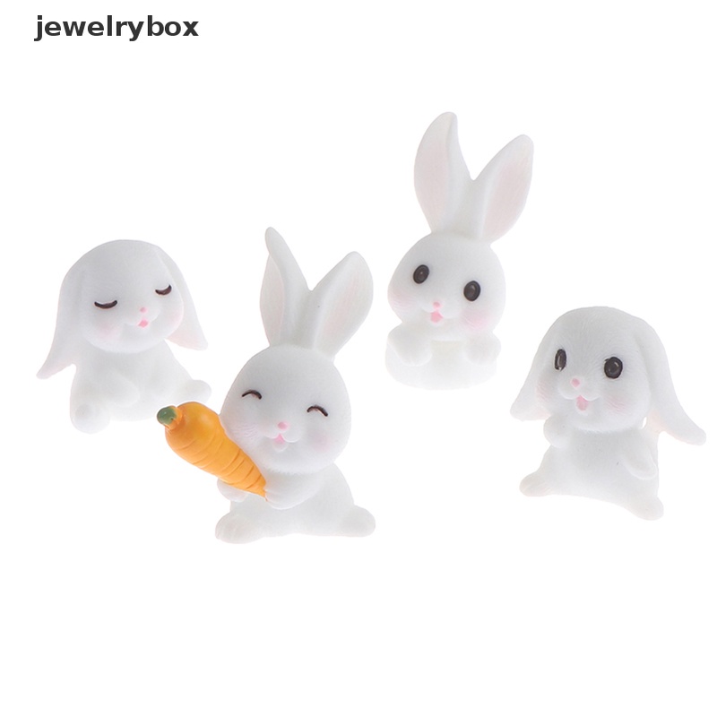[jewelrybox] 4pcs Easter Rabbit Carrot Miniatur Taman Dekorasi Mini Bunny Paskah Cupcake Decor Butik