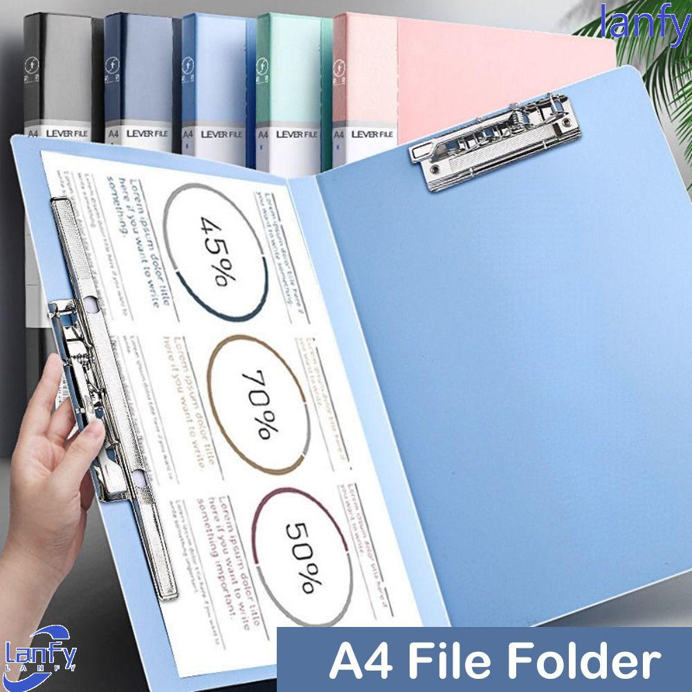 Lanfy A4 File Folder Clipboard Tempat Kwitansi Siswa Sekolah Dokumen Klip Double Clips Test Paper Memo Clip Board