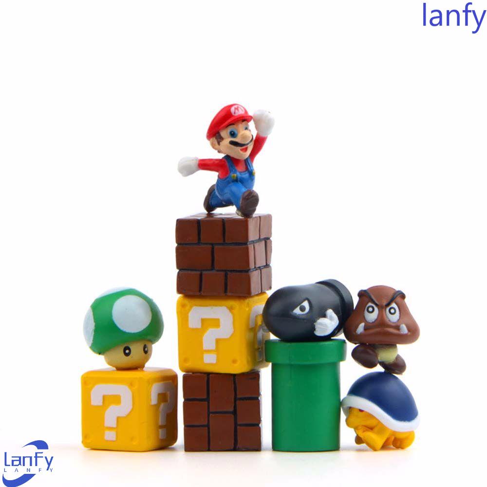 Lanfy Action Figurine 10pcs /set PVC Collection Model Dekstop Dekorasi Ornamen Rumah Model Anime Bros Super Mario.