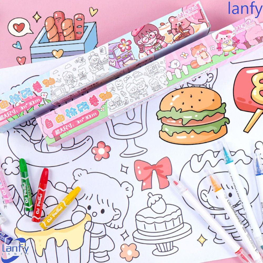 Lanfy Graffiti Scroll Drawing Roll Dewasa Little Artist Gouache Art Mainan Mewarnai Graffiti Scrolls Early Educational Drawing Sticker Kertas Cat Air Kosong Mewarnai Sticker