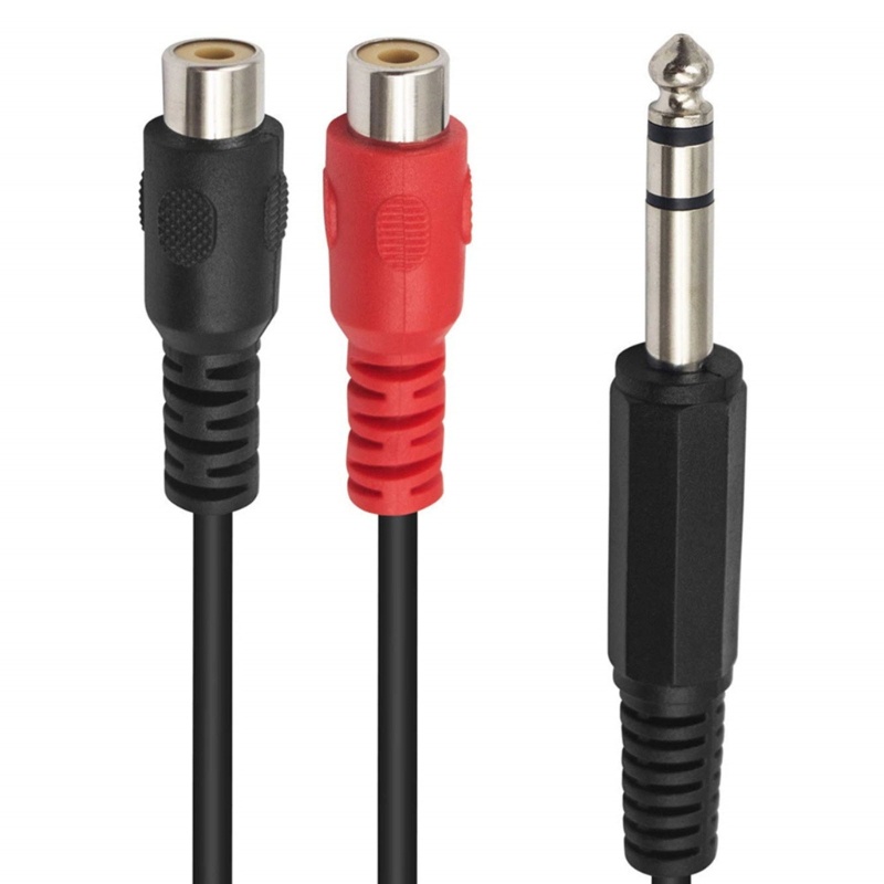 Cre Heavy Duty 6.35mm male to 2RCA Famale Kabel Ekstensi Stereo Untuk Amplifier, Alat Rekaman, Speaker 20cm/7.87in