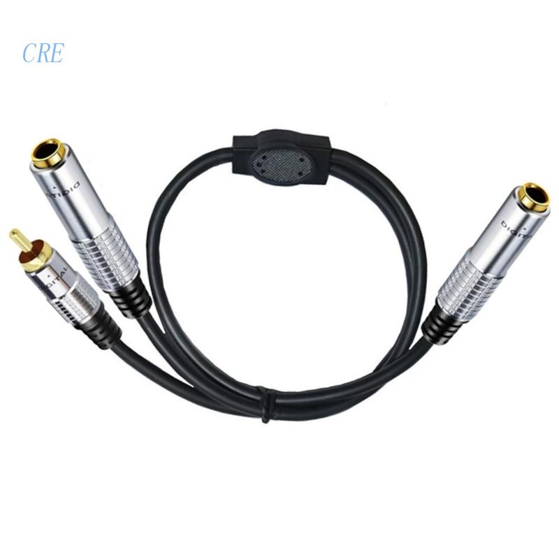 Cre 1per4 &quot;Female to RCA Male+1Per4Female Cord RCA Extension Cable Y Splitter Suara Excellet Kabel Ekstensi Stereo Kawat