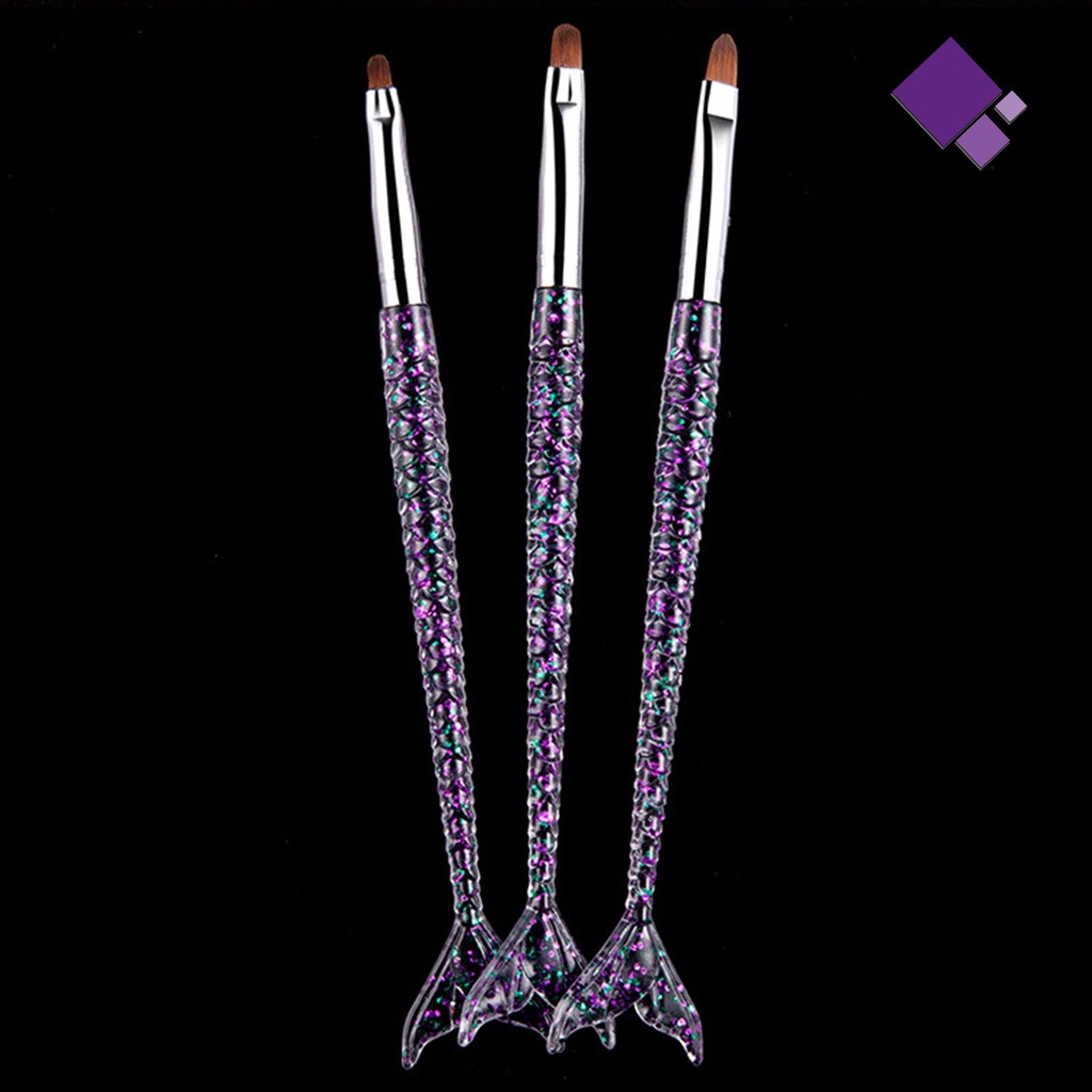 [naiveblues] 3pcs/set Nail Art Pen Set Bentuk Mermaid Ergonomics Ultra Thin Liner UV Gel