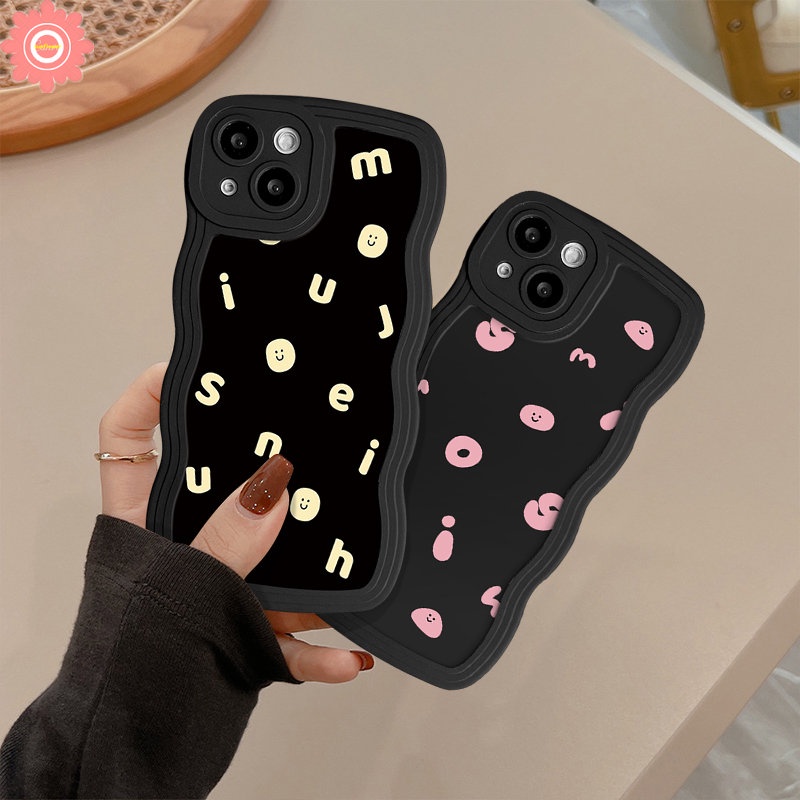 Casing Pinggiran Bergelombang Untuk Infinix Smart4 6 5plus Panas10 9 11 12 Play Hot 12i 10Lite 11s 20 9 10s 10 20s 8 12 Pro Note 10Pro 12 G96 Ins Couple Simple Kartun Alphabet Smile Soft Case