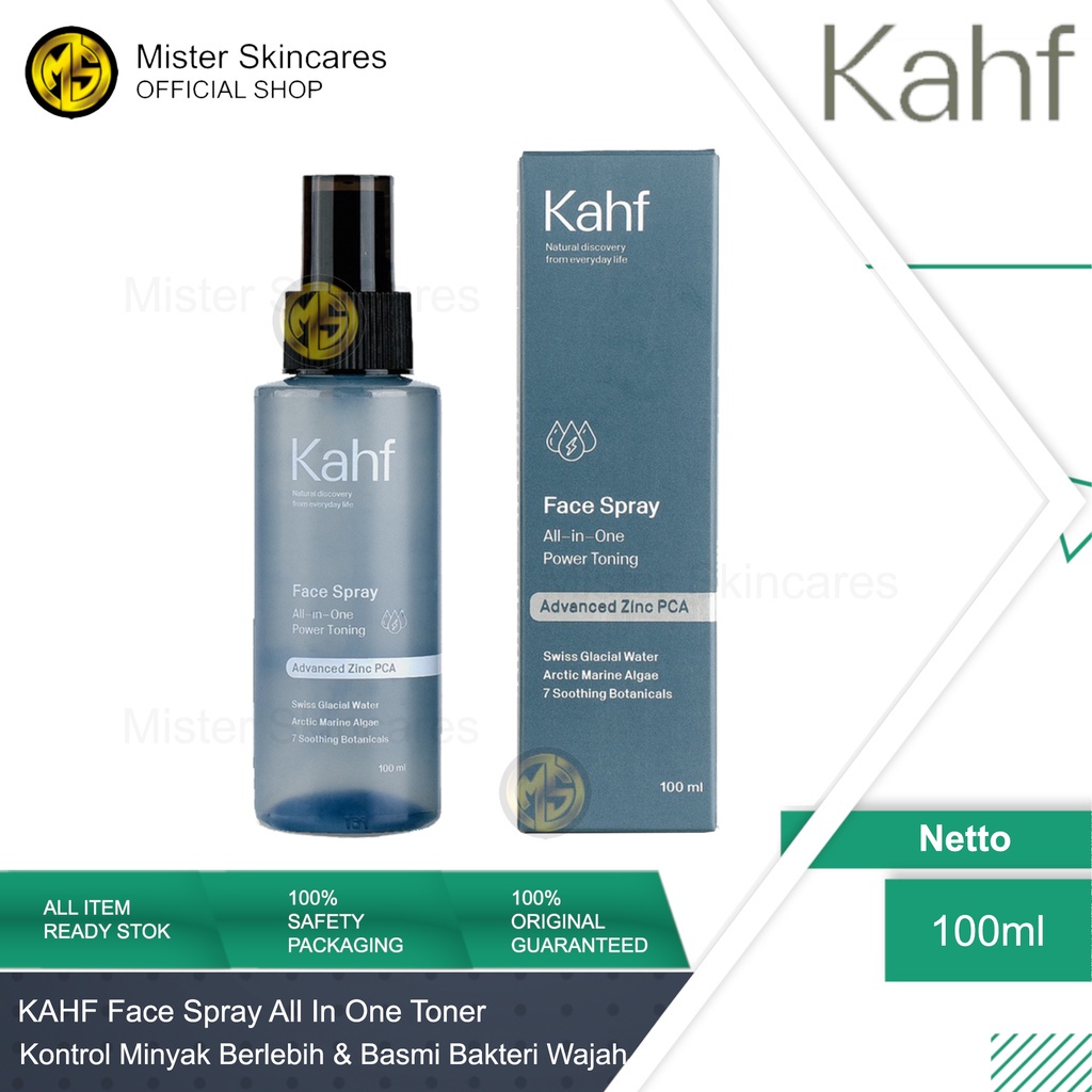 Kahf Power Toning Face Spray 100 ml - Toner Wajah Pria untuk Kontrol Minyak, Basmi Bakteri &amp; Meredakan Kulit Kemerahan