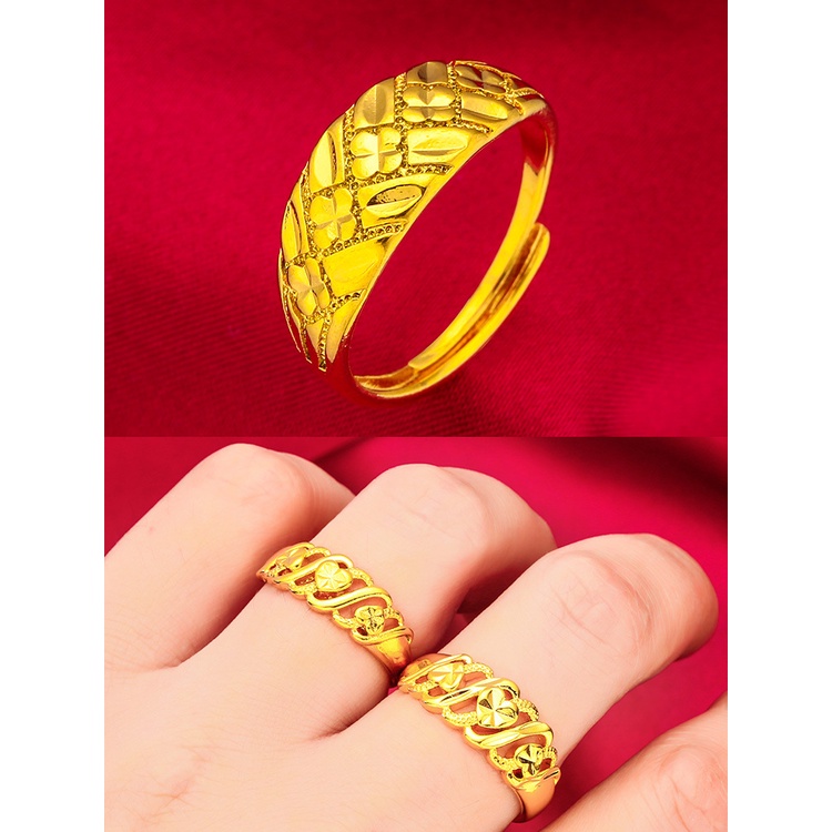 Goldkingdom Aksesoris Perhiasan Fashion Ready Stock Cincin Bunga Nanas Minimalis Lapis Emas Untuk Pasangan Pria Dan Wanita Ring