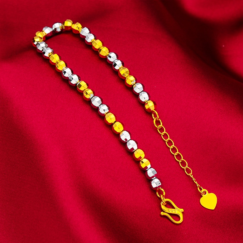 Goldkingdom Fashion Perhiasan Aksesoris Ready Stock Wanita Manik Emas Kecil Gelang Bracelet Gelang Lapis Emas Perak Dua Warna