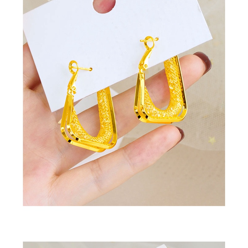 Goldkingdomdom Aksesoris Perhiasan Fashion Ready Stock Anting Vintage Earrings French Tekstur Timbul Perempuan