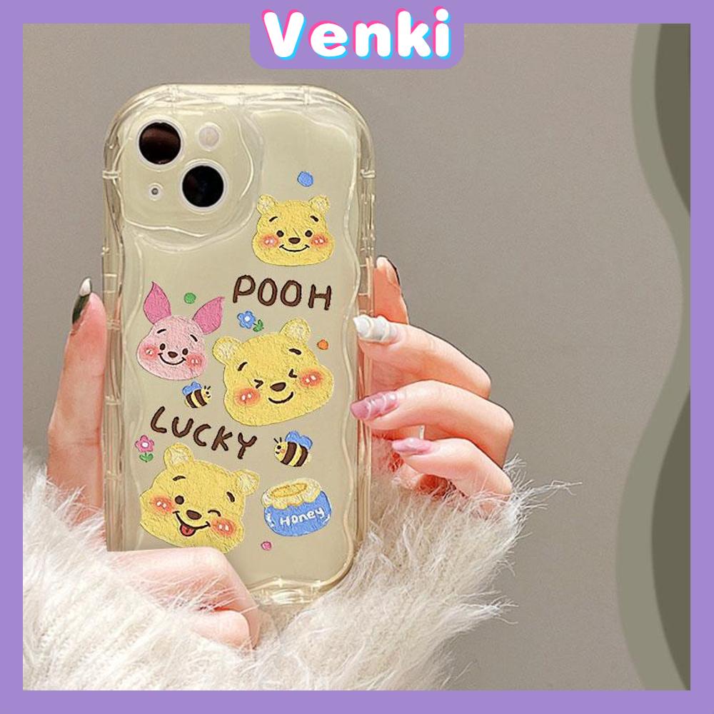 VENKI - For iPhone 11 iPhone Case 3D Curved Edge Wave Clear Case TPU Airbag Shockproof Camera Cover Cute Bear Compatible with iPhone 14 13 Pro max 12 Pro Max xr xs max 7 Plus 8