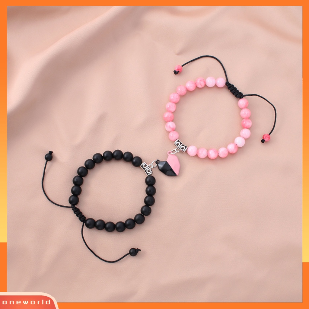 [EONE] 2 Pcs Couple Gelang ic Hati Pria Wanita Kilau Terang Halus Yang Sesuai Dengan Kekasih Gelang Perhiasan Hadiah