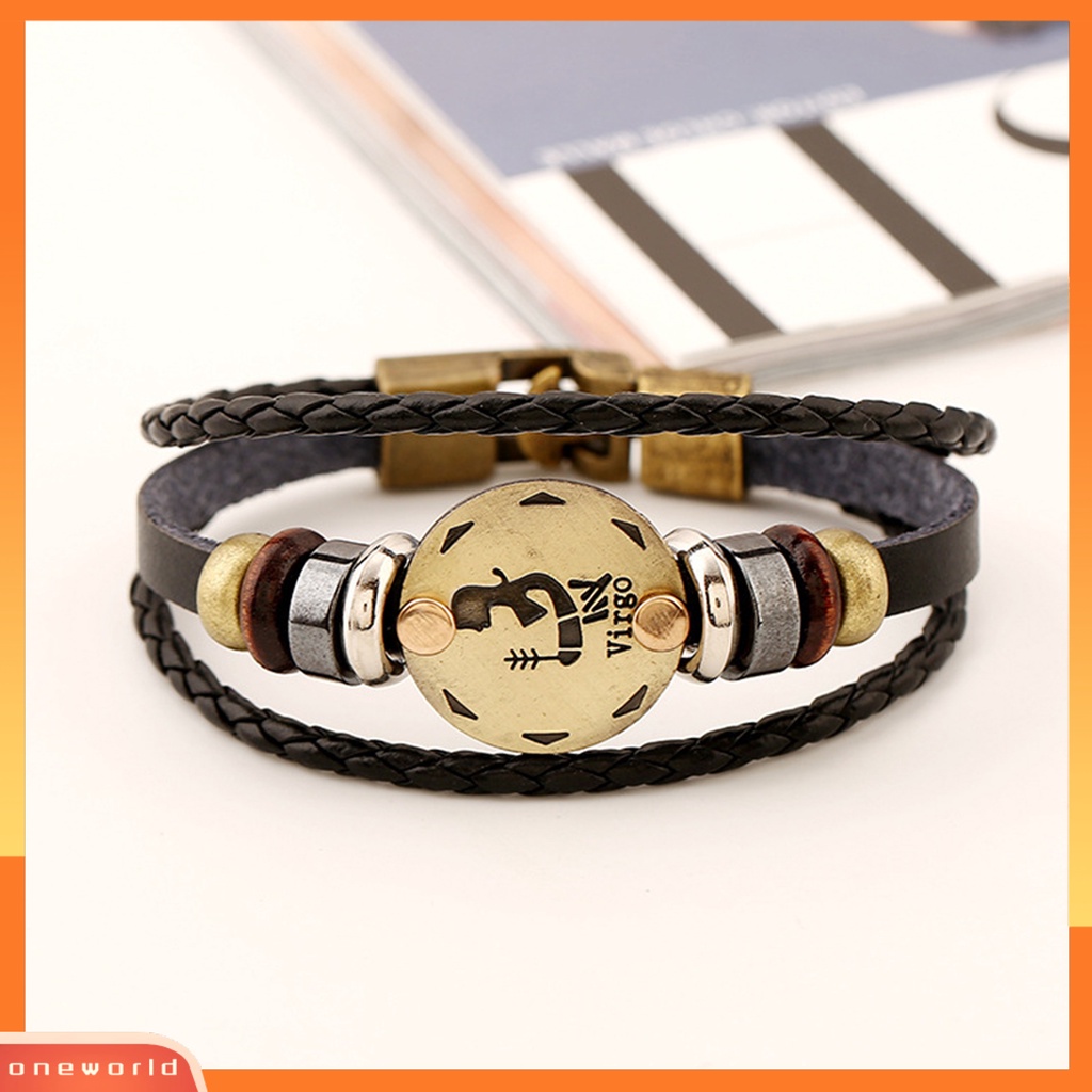 [EONE] Gelang Couple Motif Indah Tahan Aus Gelang Konstelasi Kulit Imitasi Dengan Tali Kepang Multilayer Untuk Pria