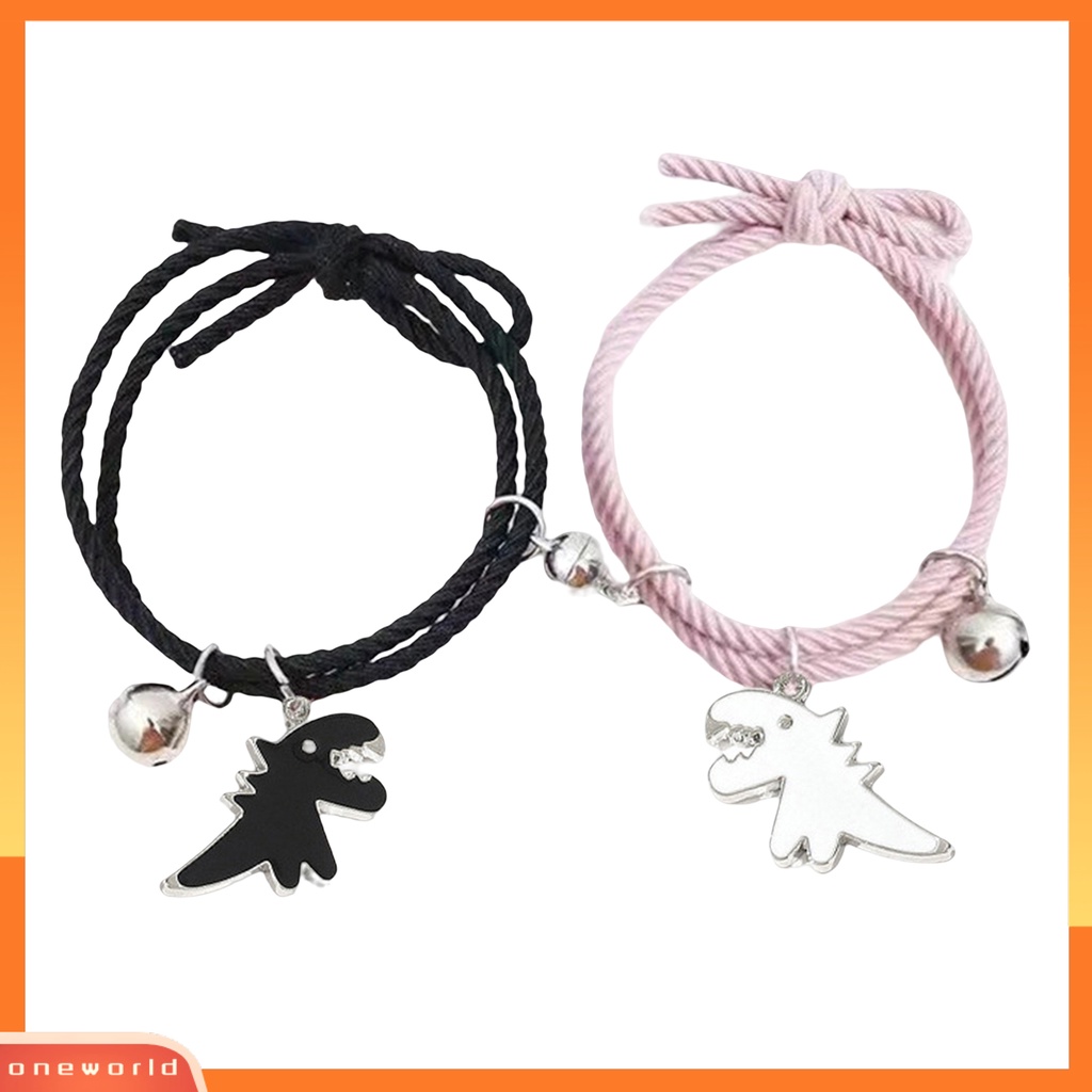 [EONE] 2pcs Braided Bracelet Hand Made Adjustable Pengerjaan Halus Elastis Dinosaurus Dekorasi Hias Minimalis Pasangan ic Senada Gelang Aksesori Pakaian