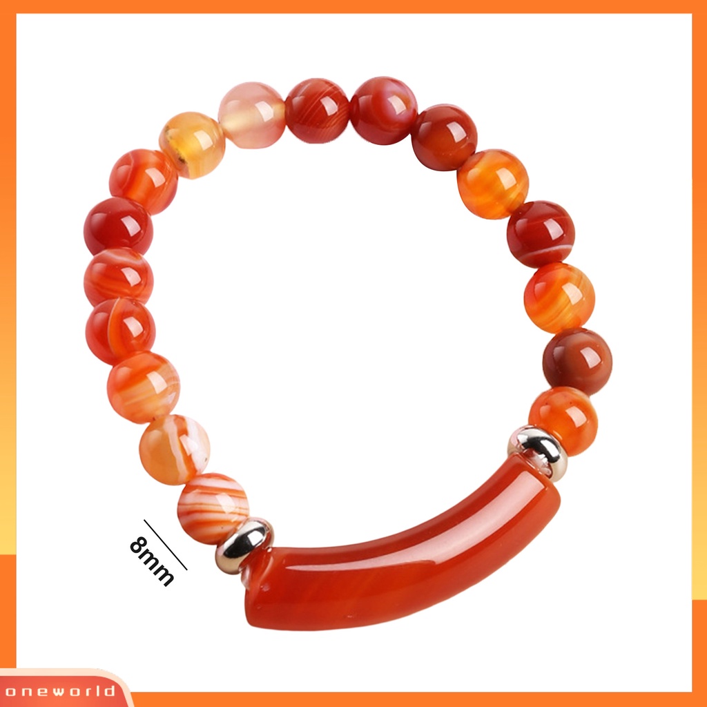 [EONE] Wanita Gelang 8mm Bulat Manik-Manik Batu Alam Elegan Merah Muda Faux Kristal Jembatan Wanita Gelang Fashion Perhiasan