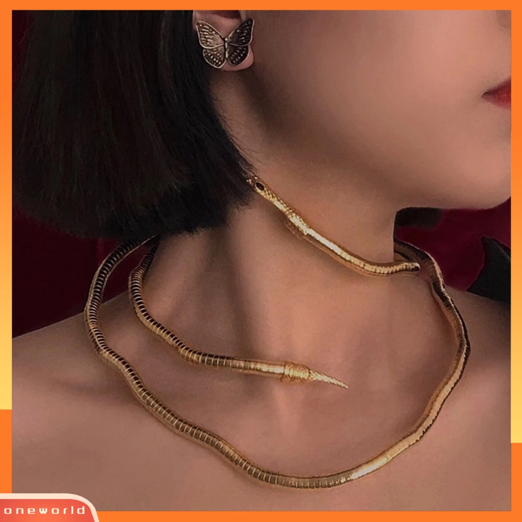 [EONE] Kalung Choker Gaya Barat Electroplating Adjustable Multi-Fungsi Pengerjaan Halus Berdandan Indah Punk Alloy Ular Choker Perhiasan Aksesori