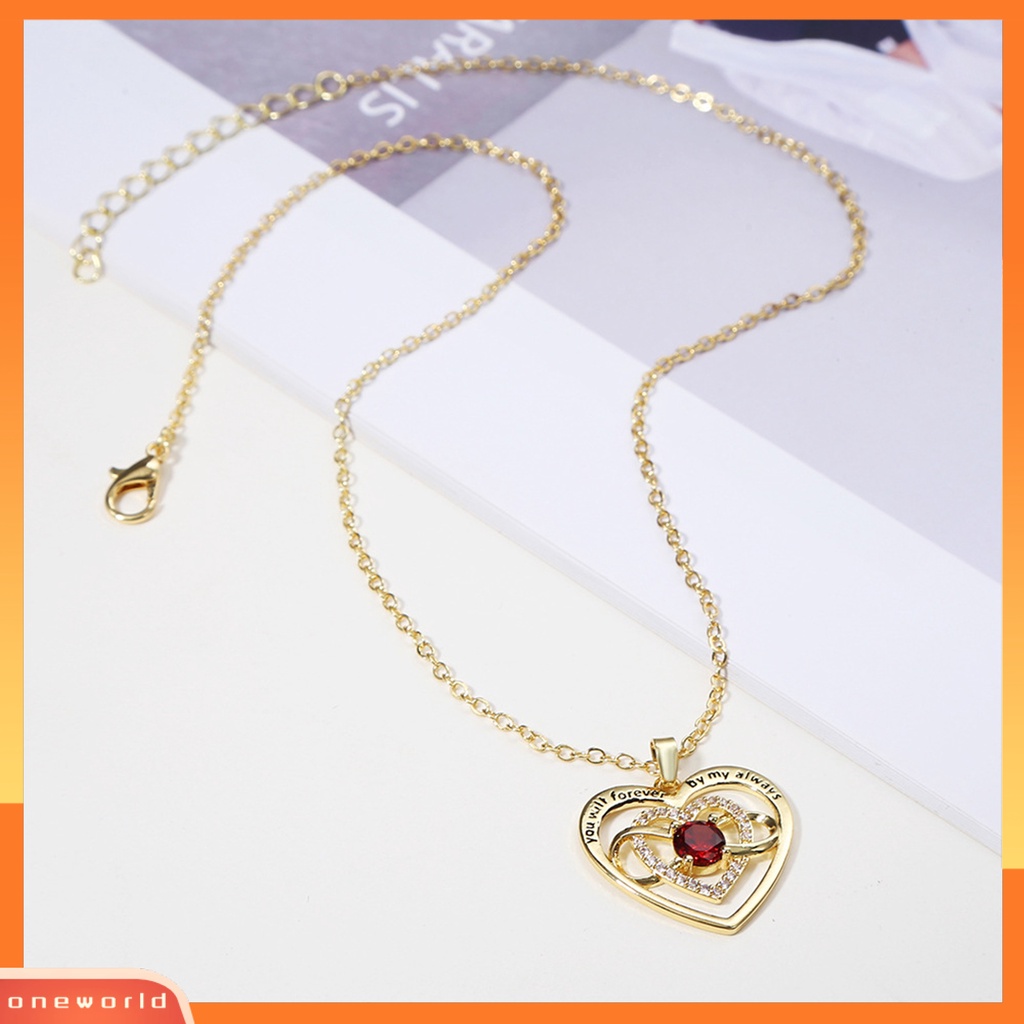 [EONE] Women Necklace You Will Forever by My Always Love Heart Pendant Hadiah Hari Ibu Berlian Imitasi Tertanam Ladies Necklace Fashion Jewelry