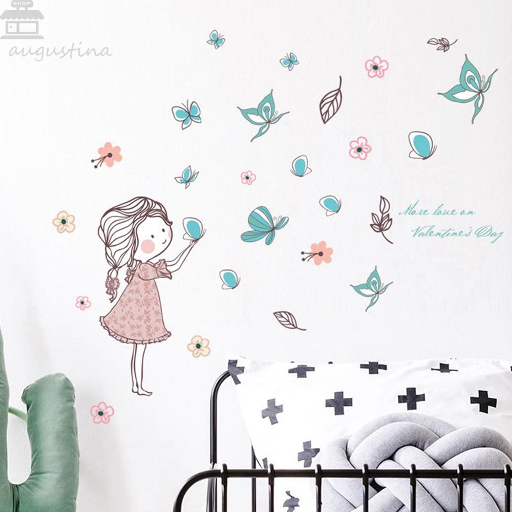 Agustinina Stiker Dinding Kupu-Kupu Terbang PVC Dapat Dilepas Untuk Kamar Tidur Kamar Anak Kamar Anti Jamur Seni Mural