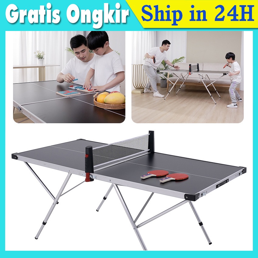 Meja Tenis Paket Lengkap 1 Net 3 Bola 2 Bet - Meja Lipat Pingpong Anak Hadiah Ping Pong / Paket Komp