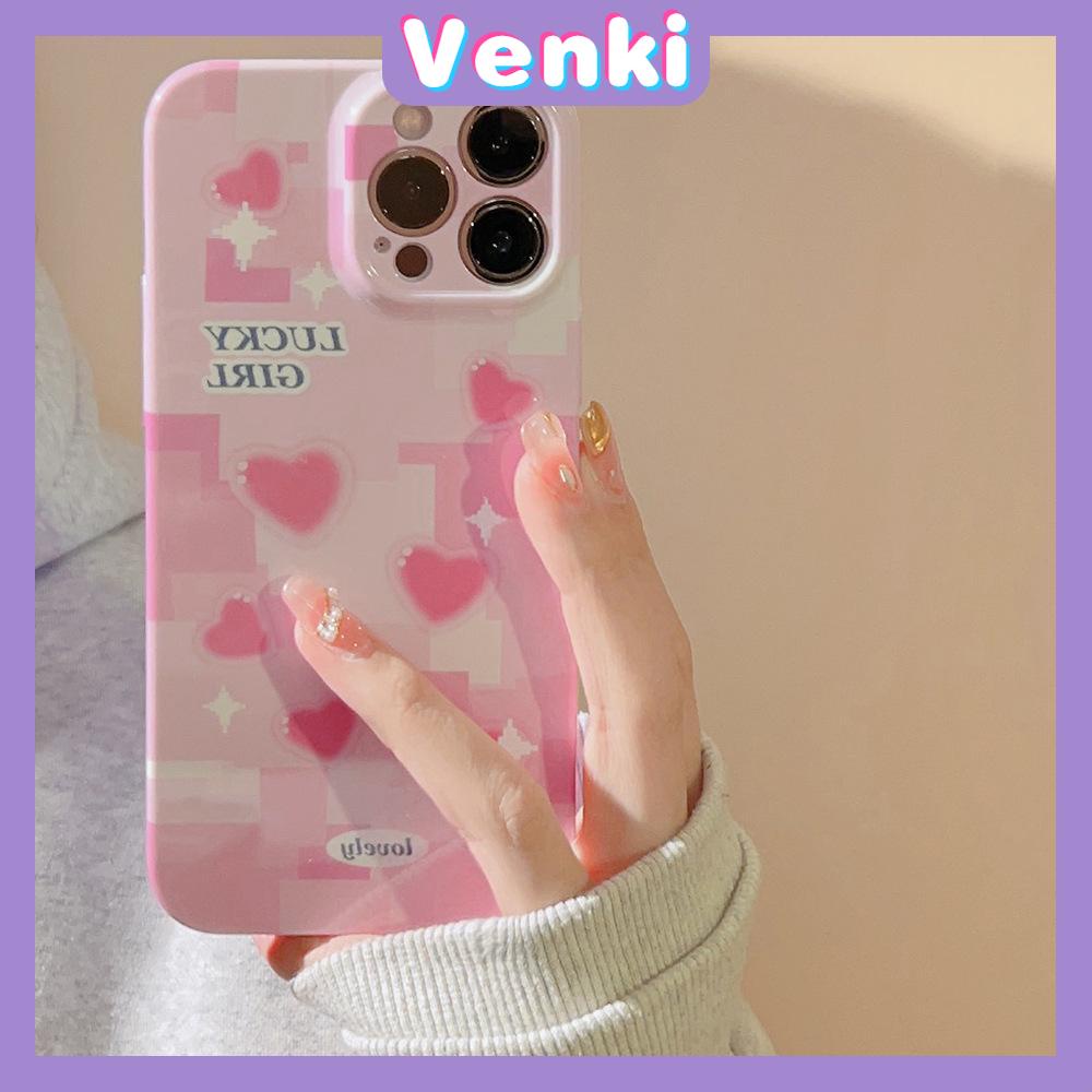 VENKI - For iPhone 11 iPhone Case Cream Glossy Soft Case TPU Shockproof Camera Cover Protection Pink love Compatible with iPhone 14 13 Pro max 12 Pro Max xr xs max 7Plus 8Plus