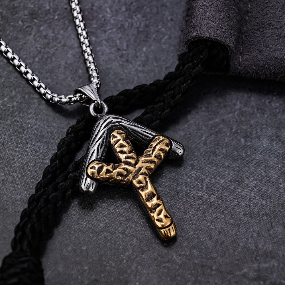 [X C Kalung] Viking Baru Rune Sanma Panah Stainless Steel Pria Liontin Kalung Wanita Kalung Hadiah