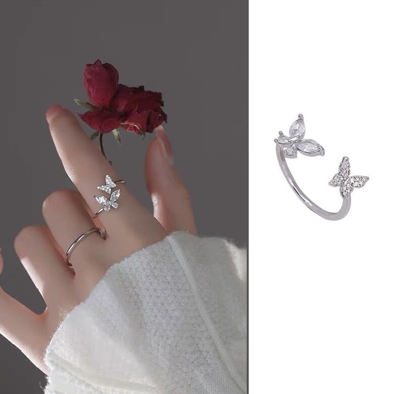 S925 Sterling Silver Butterfly Ring, Desain Minoritas Perempuan, Perasaan Kelas Tinggi, Temperamen Lembut, Pembukaan Sederhana Dan Trendi Dari Cincin Jari Telunjuk