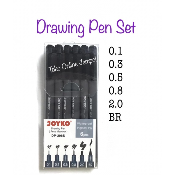 

Drawing Pen Set isi 6 Spidol Brush DP-298S JOYKO Calligraph ATK1130JY