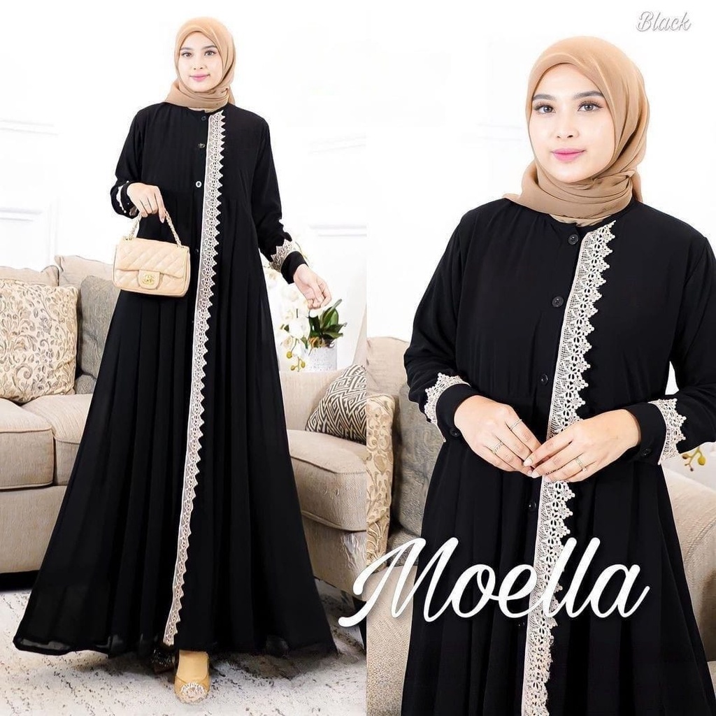 GAMIS STORE - Moela Maxy Gamis Muslim Maxi Matt Ceruty Babydoll Fit To XL Besar l Dress Gaun Pesta Kondangan Premium