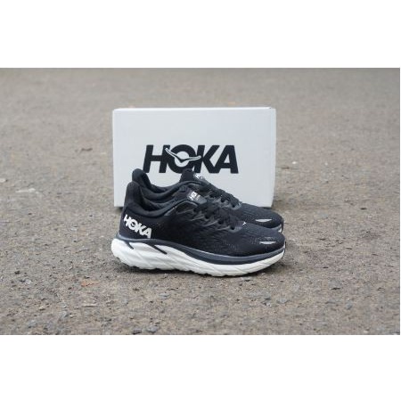 Sepatu Pria Hoka One Clifton Edge 8 Original - Hitam Putih, 39