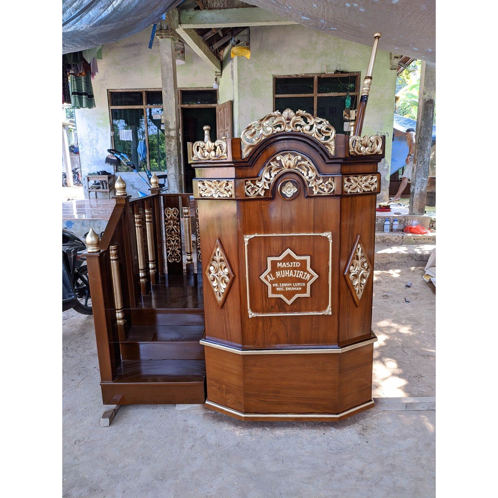 MIMBAR MASJID JATI JEPARA | MIMBAR MASJID MINIMALIS JEPARA | MIMBAR TANGGA JATI JEPARA 02-RMW