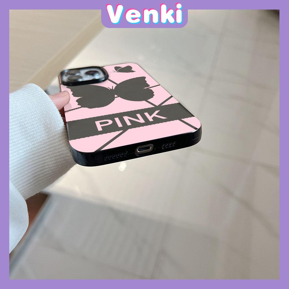 VENKI - For iPhone 11 iPhone Case Black Glossy TPU Soft Case Shockproof Protection Camera Beautiful Butterfly Compatible with iPhone 14 13 Pro max 12 Pro Max xr xs max 7Plus 8Plus