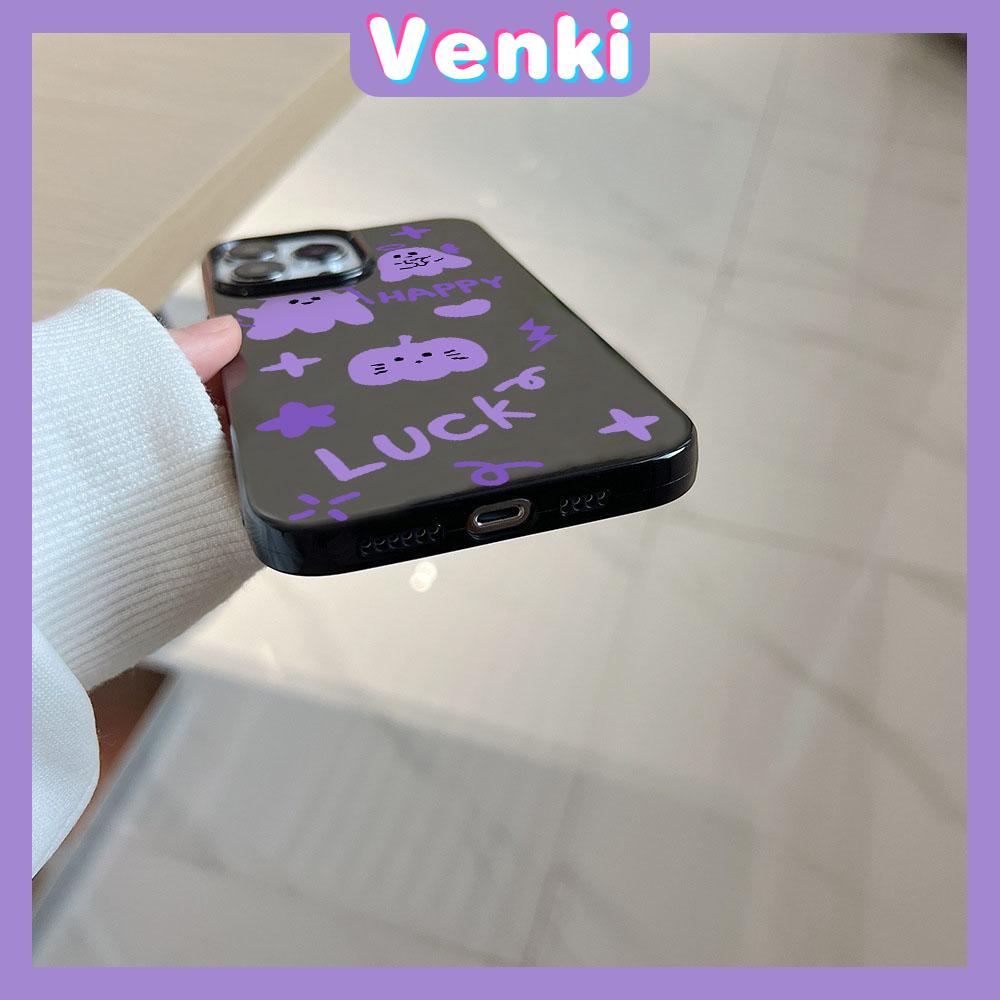 VENKI - For iPhone 11 iPhone Case Black Glossy TPU Soft Case Shockproof Protection Camera Lucky Angel Compatible with iPhone 14 13 Pro max 12 Pro Max xr xs max 7Plus 8Plus