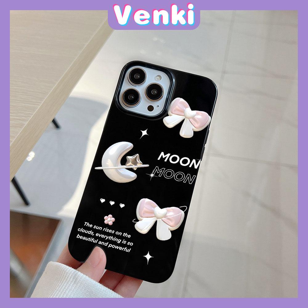 VENKI - For iPhone 11 iPhone Case Black Glossy TPU Soft Case Shockproof Protection Camera Star Moon bow Compatible with iPhone 14 13 Pro max 12 Pro Max xr xs max 7Plus 8Plus