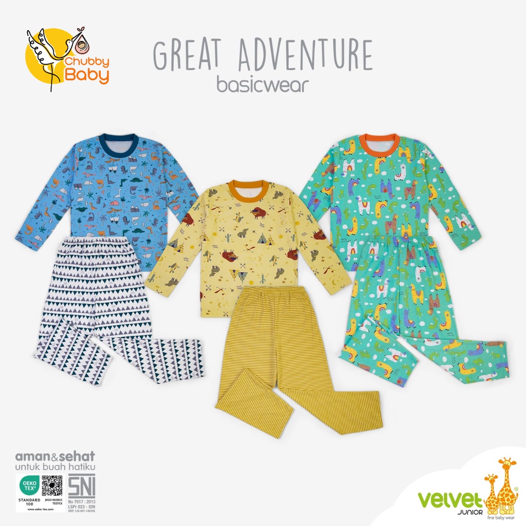 Velvet Junior 3 Stel Piyama Dream Wear | Great Adventure | Piyama Anak 2-10thn