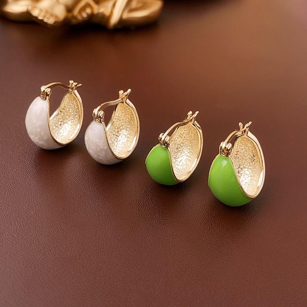 Mxbeauty Wanita Anting Bulat Trendi Indah Sederhana Menetes Minyak Telinga Studs Niche Desain Hadiah Gadis Paduan Gaya Korea Earrings