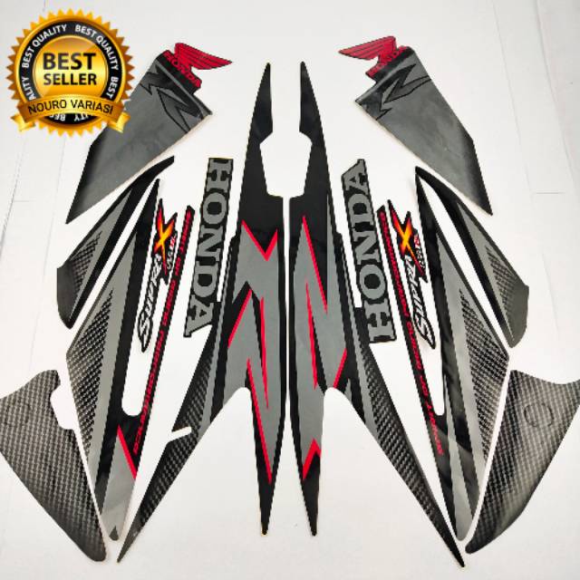 Striping Honda SupraX 125R 2008 2009 Hitam Silver  Berkualitas