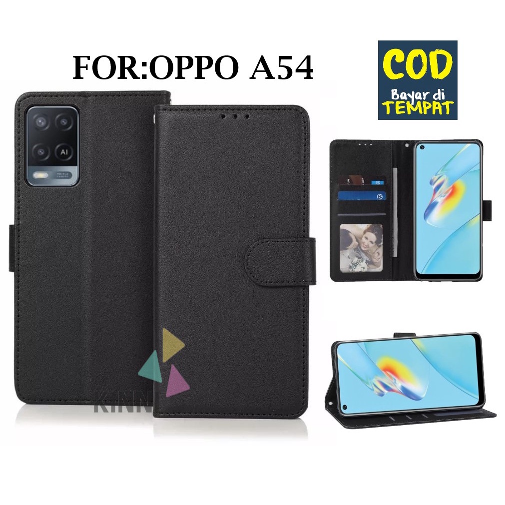 Leather Flip Cover Untuk Oppo A54 (2021) - Wallet Case Kulit - Casing Dompet Case Wallet Leather Fli