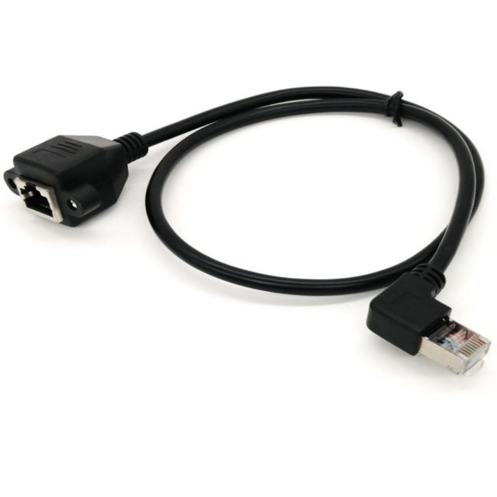 Kabel RJ45 Agustina Seratus Megabyte Multiple Angles With Screw Hole 90derajat LAN Network 8Pin Screw Panel RJ45 Network Wire