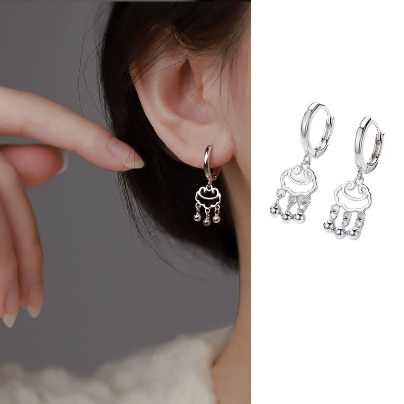 925 Sterling Perak Safety Lock Anting-Anting Untuk Wanita Mode Baru Cina Fashion Gaya Anting-Anting Desain Pribadi INS Temperamen Anting-Anting