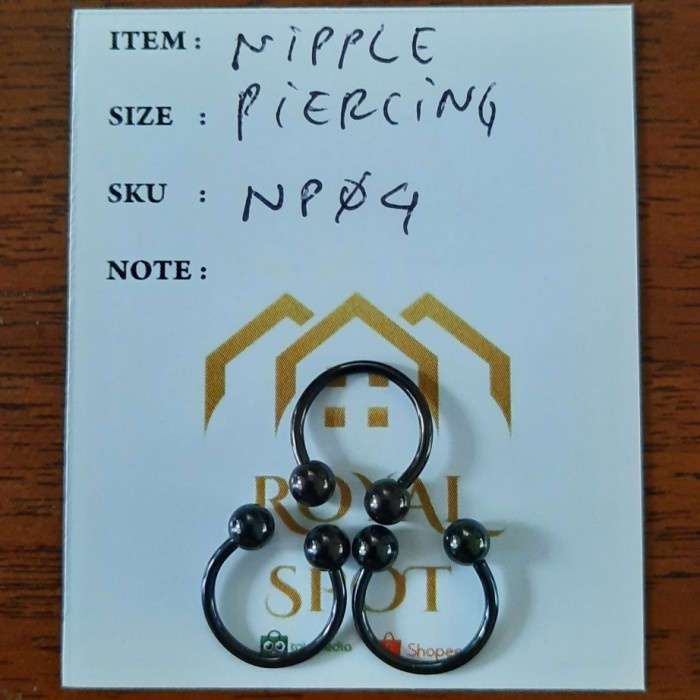 NIPPLE LIPS PIERCING BLACK TINDIK BIBIR PUTING SURGICAL STEEL BUKAN TITANIUM HITAM NP04