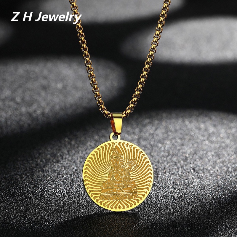 Stainless Steel Buddha Master Liontin Kalung Pria Fashion Baja Titanium Jimat Kalung Hip Hop Pesta Budha Perhiasan Aksesoris Hadiah