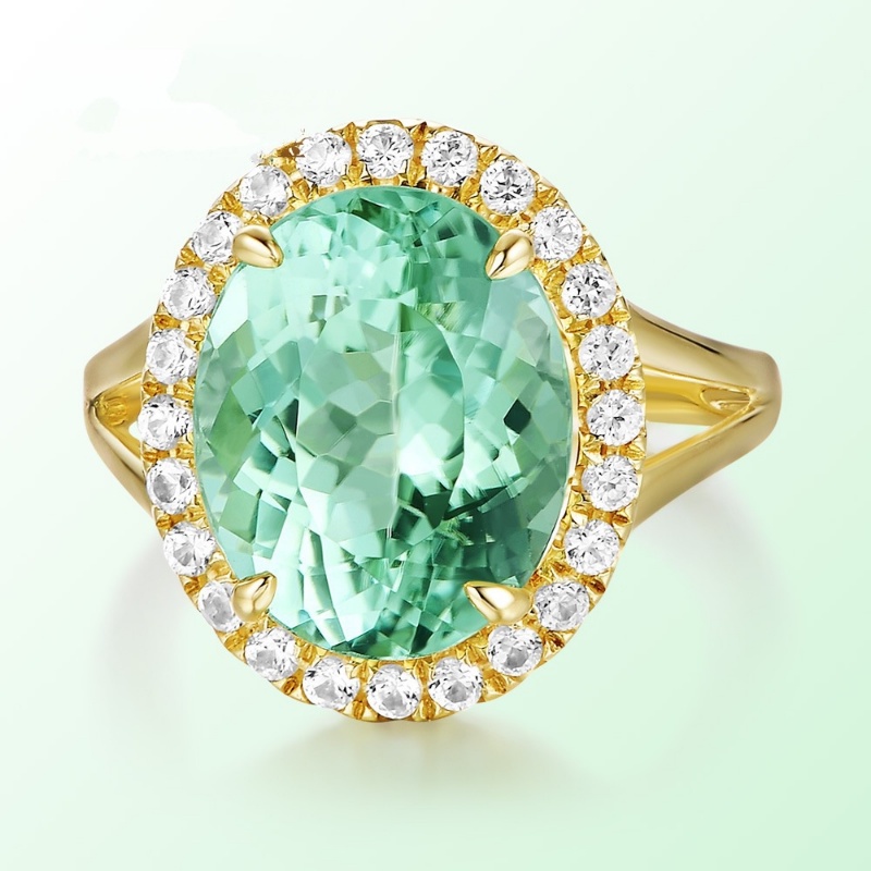 Goldkingdom Aksesoris Perhiasan Fashion Ready Stock Apel Zamrud Berlian Cincin Penuh Berlian Micro-set Cincin