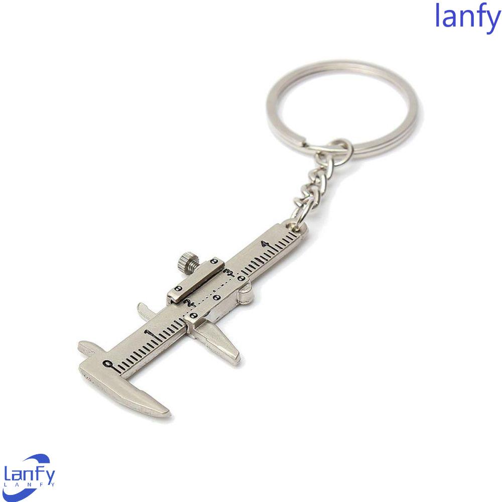 Lanfy Keyring 1Pcs Perak Slide Penggaris Logam Perhiasan Aksesoris