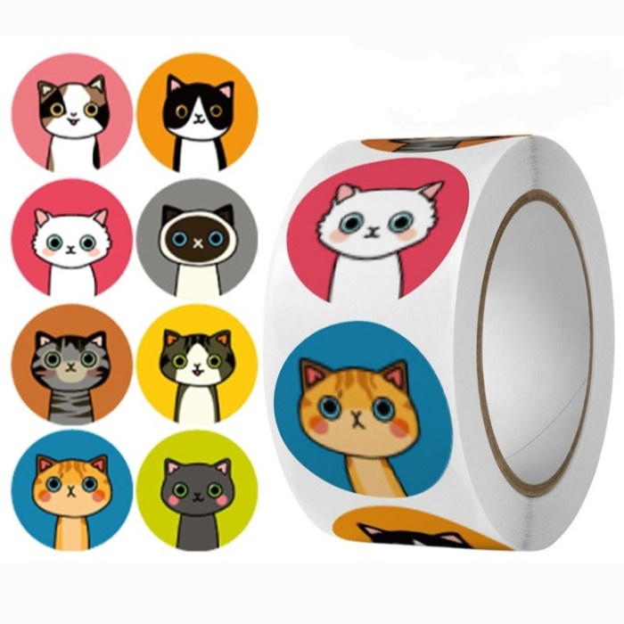 

(500 Stiker) Tape Isolasi Stiker Motif Kartun Aneka Kucing Lucu