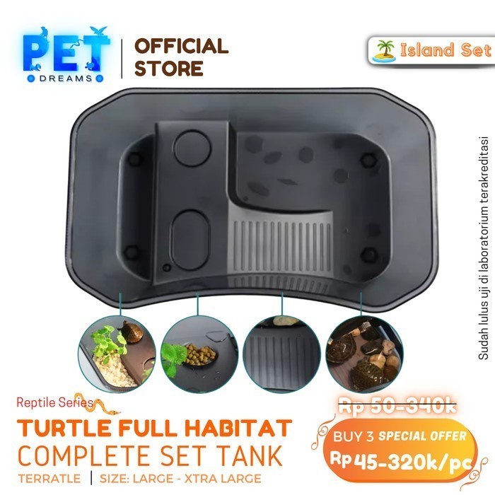 PROMO TURTLE TANK L &amp; XL KANDANG VIVARIUM AQUARIUM KURA TEMPAT BASKING